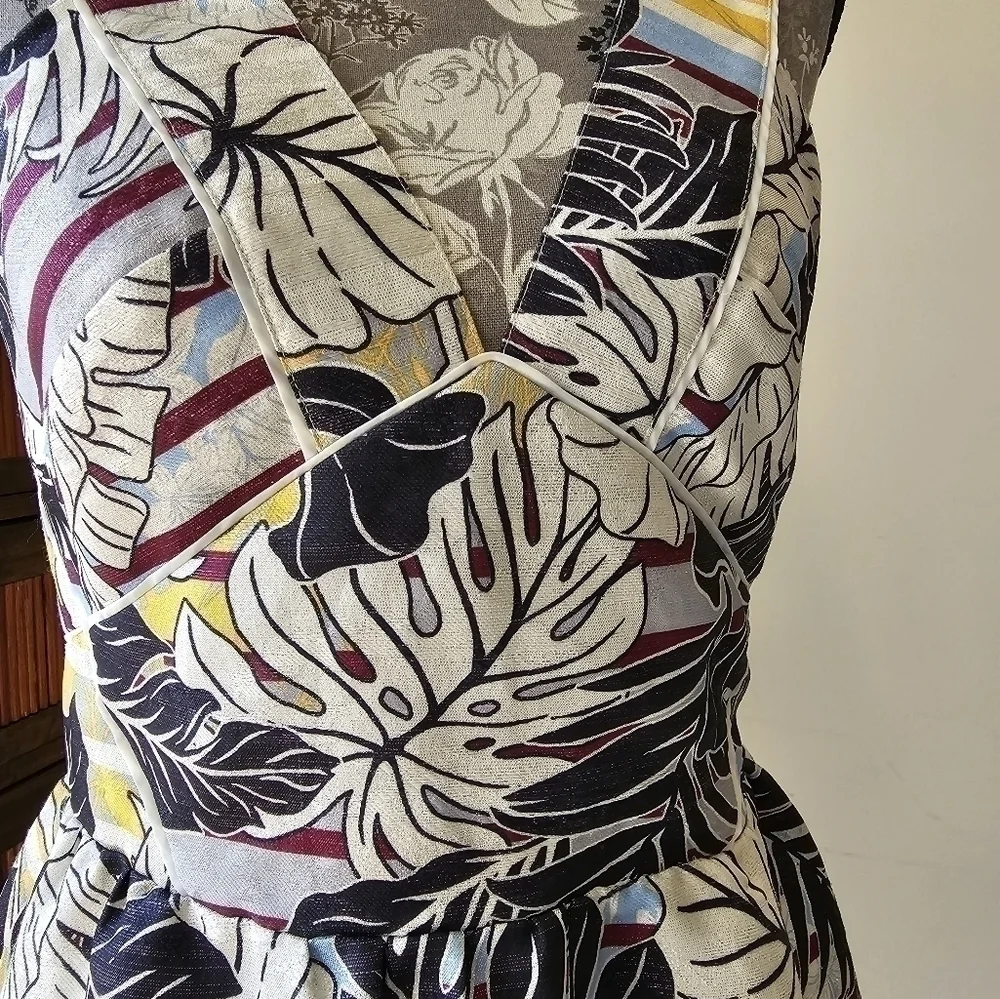 H&M colorful metallic palm leaf backless dress Sz. 8 - Picture 8 of 11
